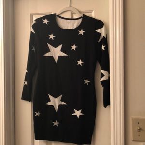 Black with white stars sweater dress